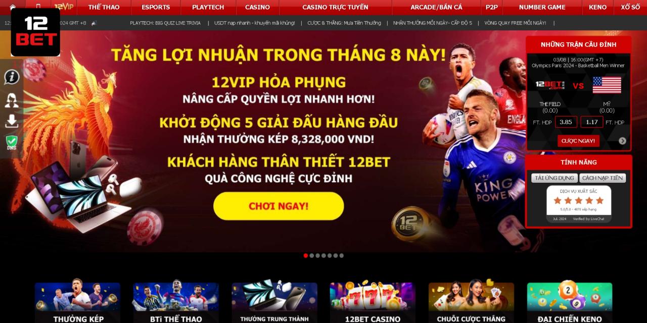 12Bet - Sân chơi cá cược chất lượng quốc tế 